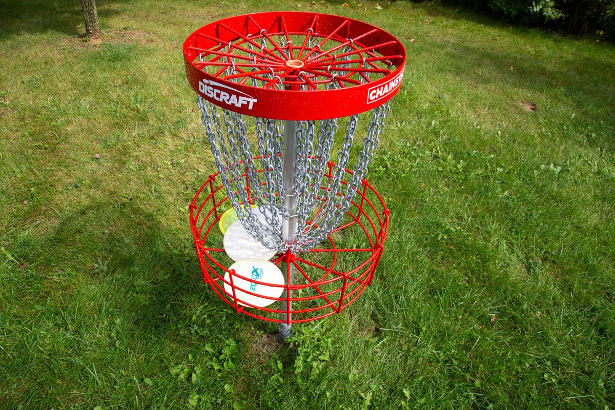 Discraft のゴール Chainstar に、ディスクが入ったところ